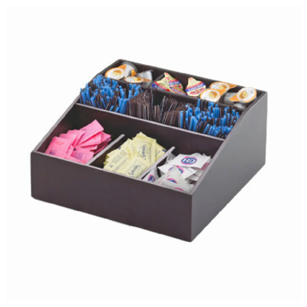 Cal Mil 1714-96 12 Inch Midnight Bamboo Condiment Caddy Wood 9 Sections