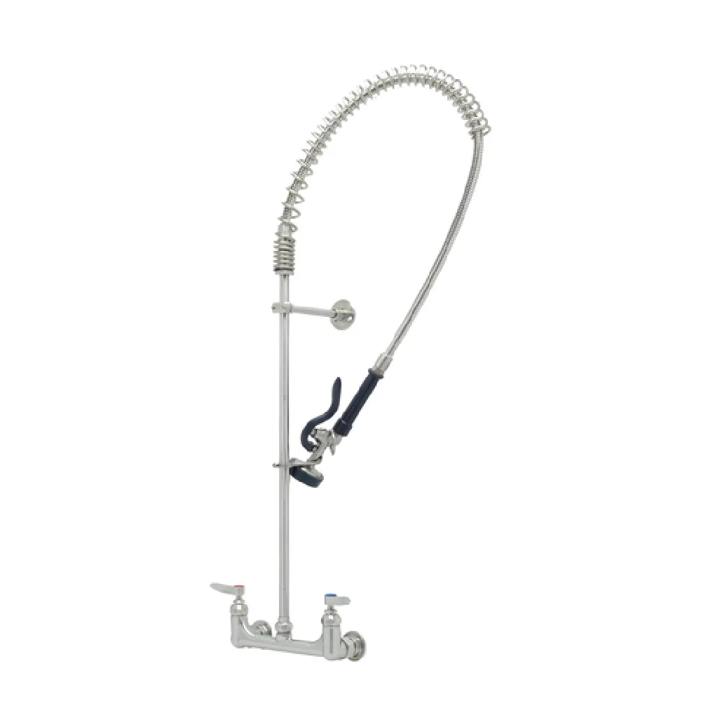T&S Brass S-0133-B 8 Inch EverSteel Pre-Rinse Faucet Wall Mount Mixing with Spray Valve