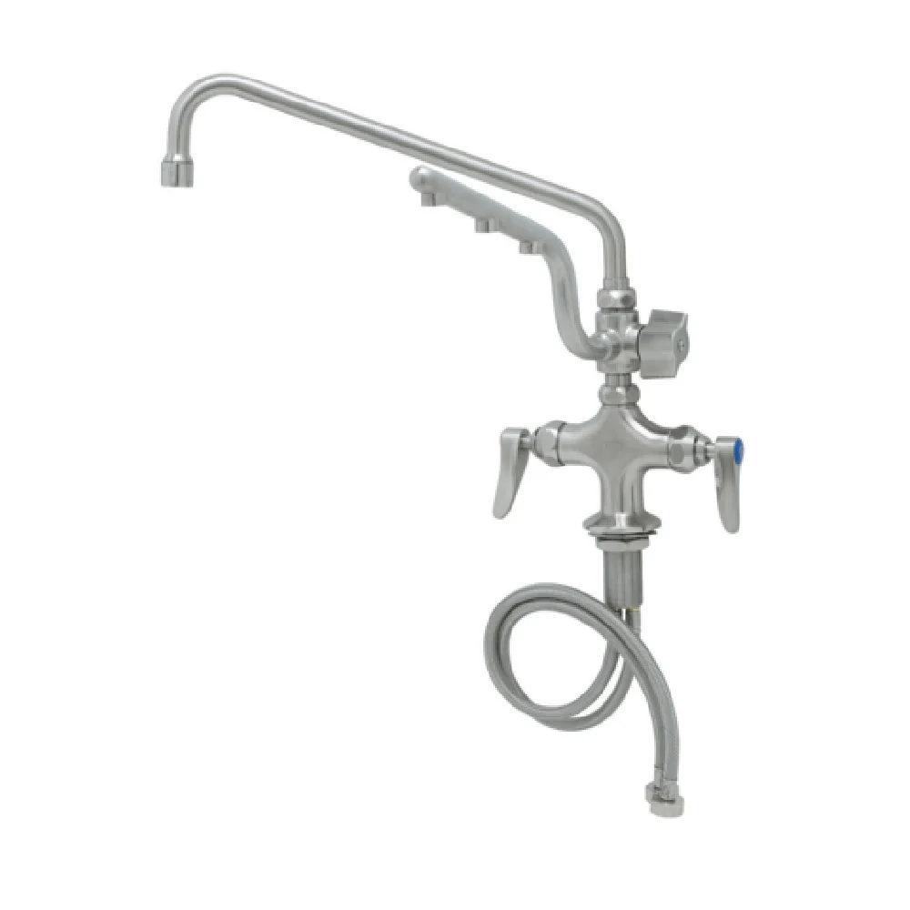 T&S Brass S-0201-U12 7 Inch Deck Mount Faucet with Stainless Steel Construction and Valve