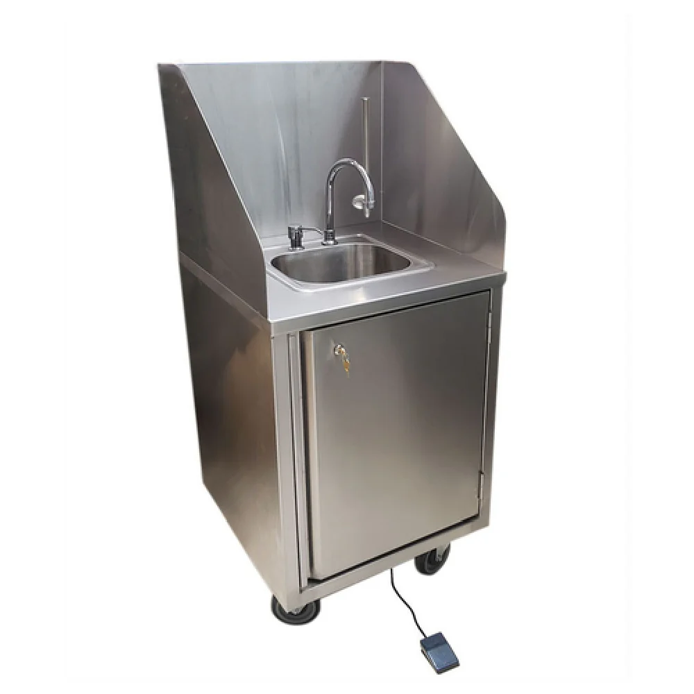BK Resources MHS-2424-H-DM 12 Inch Handwashing System Mobile Hot Water Stainless Steel with Gooseneck Faucet and Casters BK Resources MHS-2424-H-DM 12 Inch Handwashing System Mobile Hot Water Stainless Steel with Gooseneck Faucet and Casters