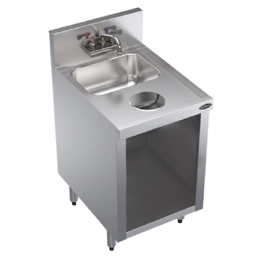 Krowne KR24-S18C-E 18 Inch Stainless Steel Underbar Hand Sink Unit Open Front Cabinet