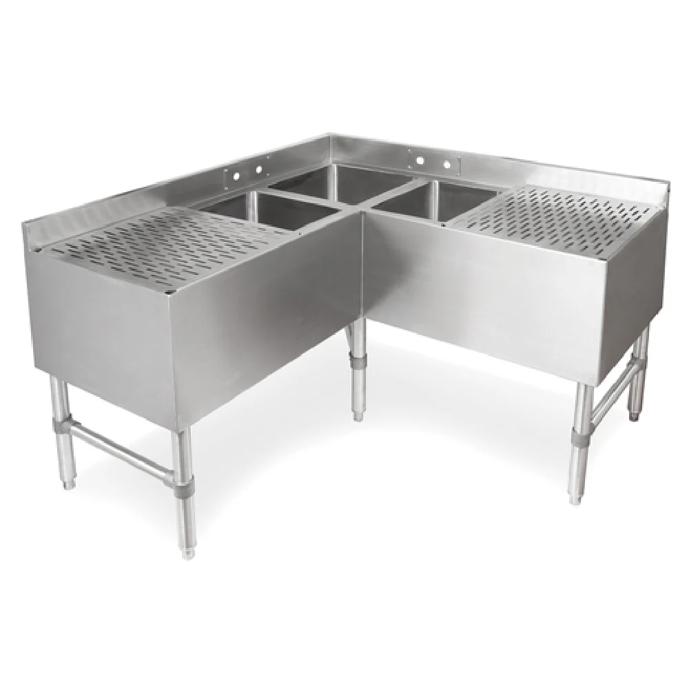 John Boos UBS3C-1848-2D18 48 Inch Underbar Sink Unit with 3 Compartments and Drainboards John Boos UBS3C-1848-2D18 48 Inch Underbar Sink Unit with 3 Compartments and Drainboards