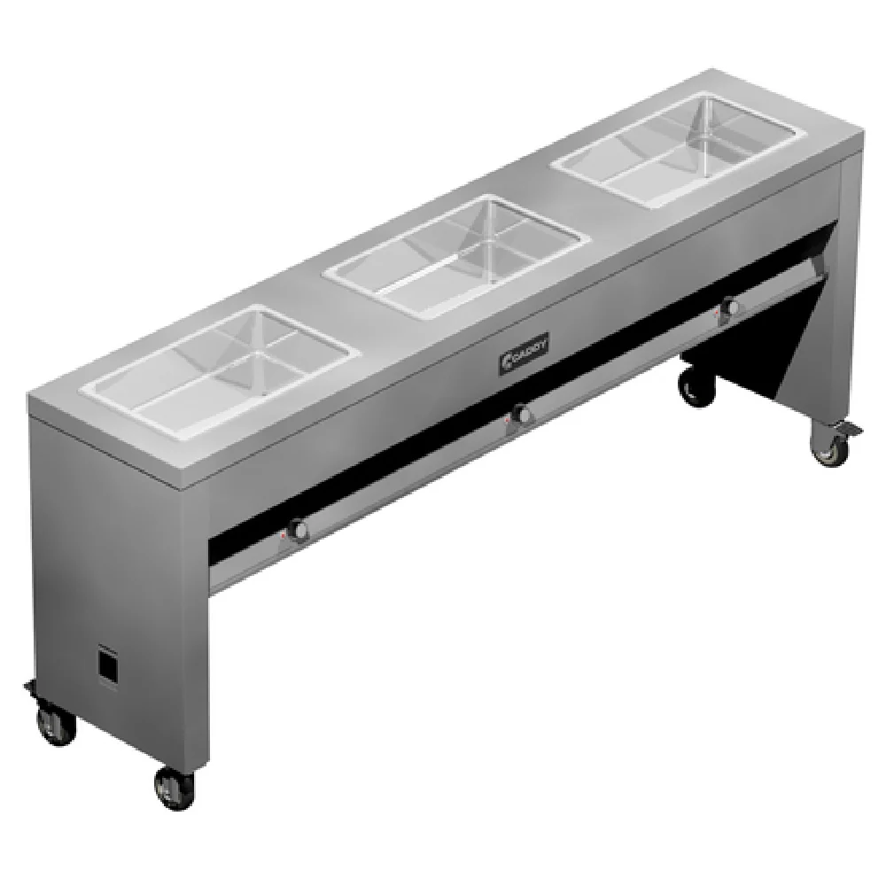 Caddy TF-613 76 Inch Electric Hot Food Caddy Stainless Steel Open Base with 3 Wells