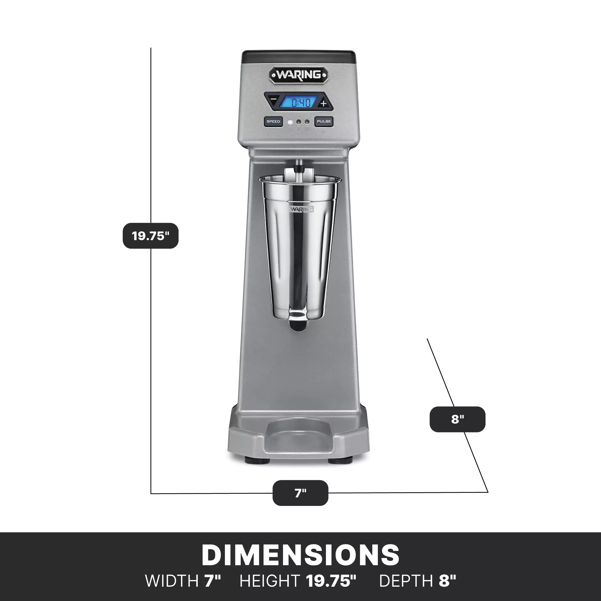 Waring WDM120TXE 9 Inch Heavy-Duty Drink Mixer with Timer LCD Display Waring WDM120TXE 9 Inch Heavy-Duty Drink Mixer with Timer LCD Display