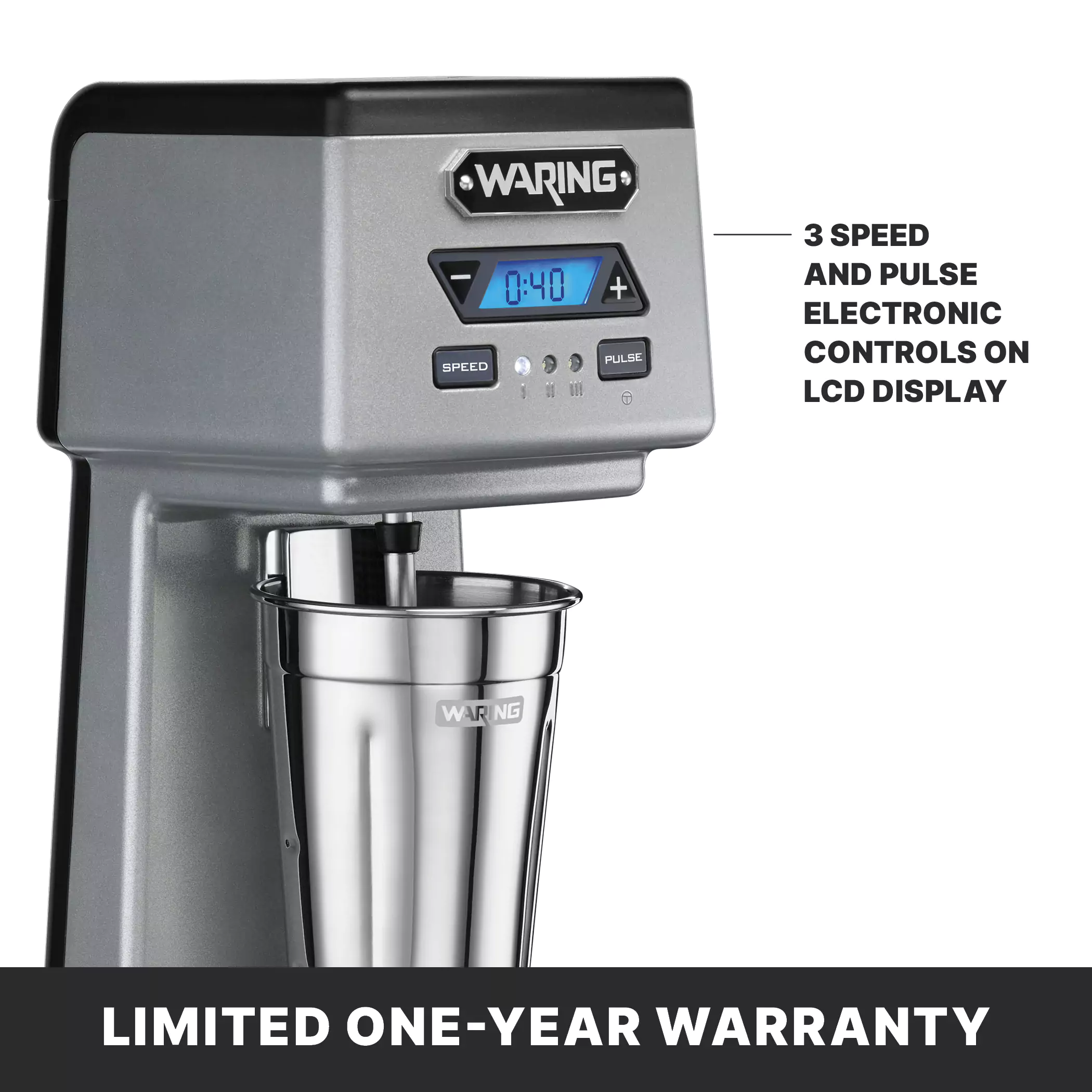 Waring WDM120TXE 9 Inch Heavy-Duty Drink Mixer with Timer LCD Display Waring WDM120TXE 9 Inch Heavy-Duty Drink Mixer with Timer LCD Display