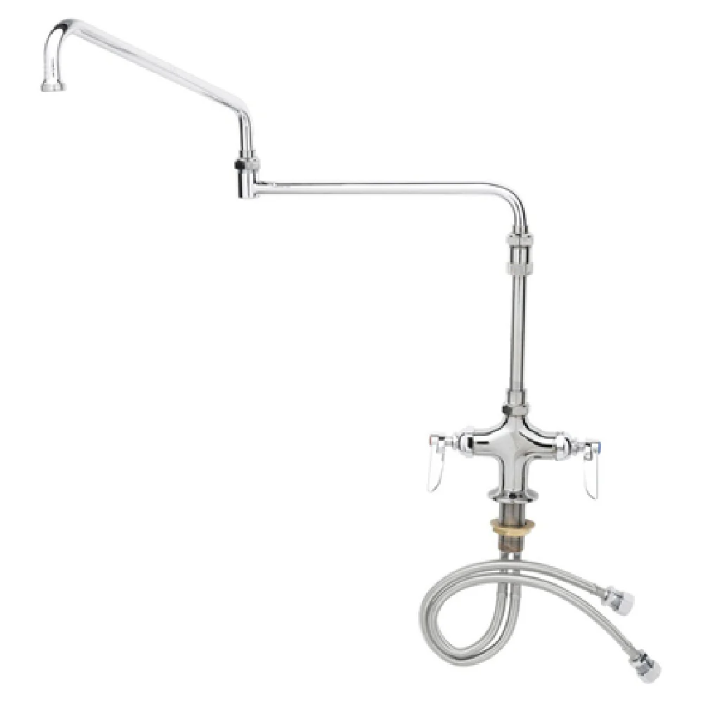 T&S Brass B-0268-02 6 Inch Swing Nozzle Double Joint Pantry Faucet Stainless Steel Deck Mount with Lever Handle T&S Brass B-0268-02 6 Inch Swing Nozzle Double Joint Pantry Faucet Stainless Steel Deck Mount with Lever Handle