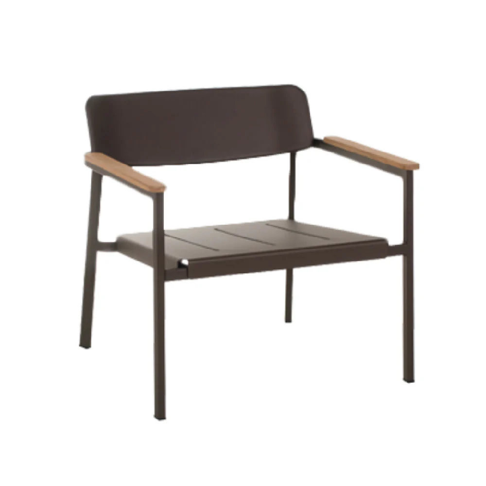 emuamericas llc 249 30 Inch Slat Seat Lounge Chair Outdoor Indoor Aluminum Teak Armrest