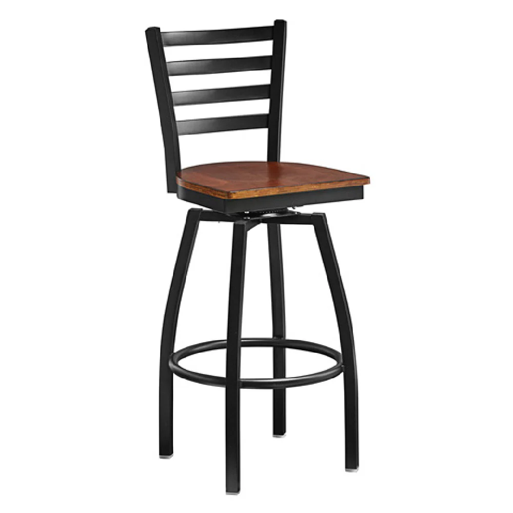 Omcan 47163 18 Inch Wood Metal Swivel Chair with Ladder Back