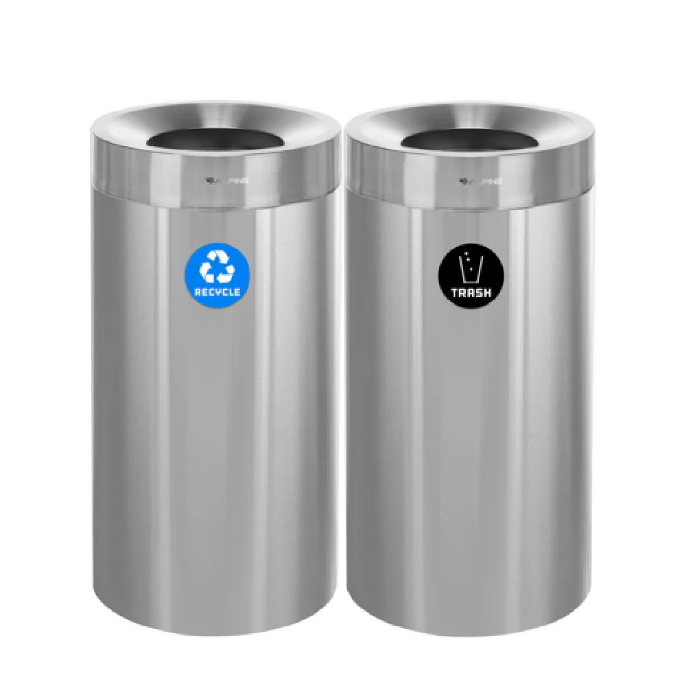 Alpine Industries ALP475-27-R-T 16 Inch Recycling Receptacle Stainless Steel Open Top