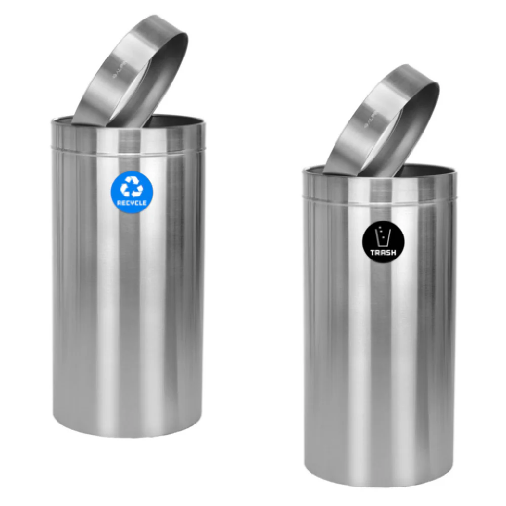Alpine Industries ALP475-27-R-T 16 Inch Recycling Receptacle Stainless Steel Open Top Alpine Industries ALP475-27-R-T 16 Inch Recycling Receptacle Stainless Steel Open Top