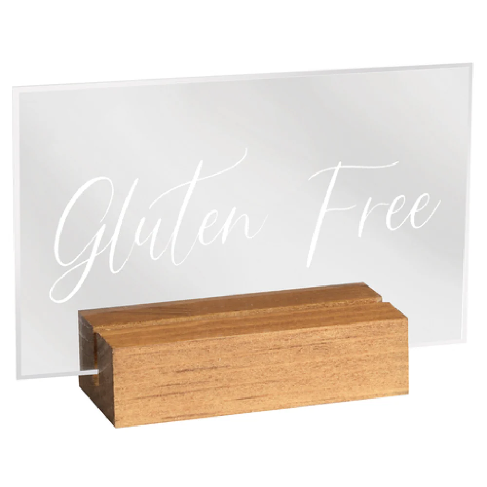 Cal Mil 22336-4-99 3-1/2 Inch Gluten Free Tabletop Sign Acrylic Pine Base Cal Mil 22336-4-99 3-1/2 Inch Gluten Free Tabletop Sign Acrylic Pine Base