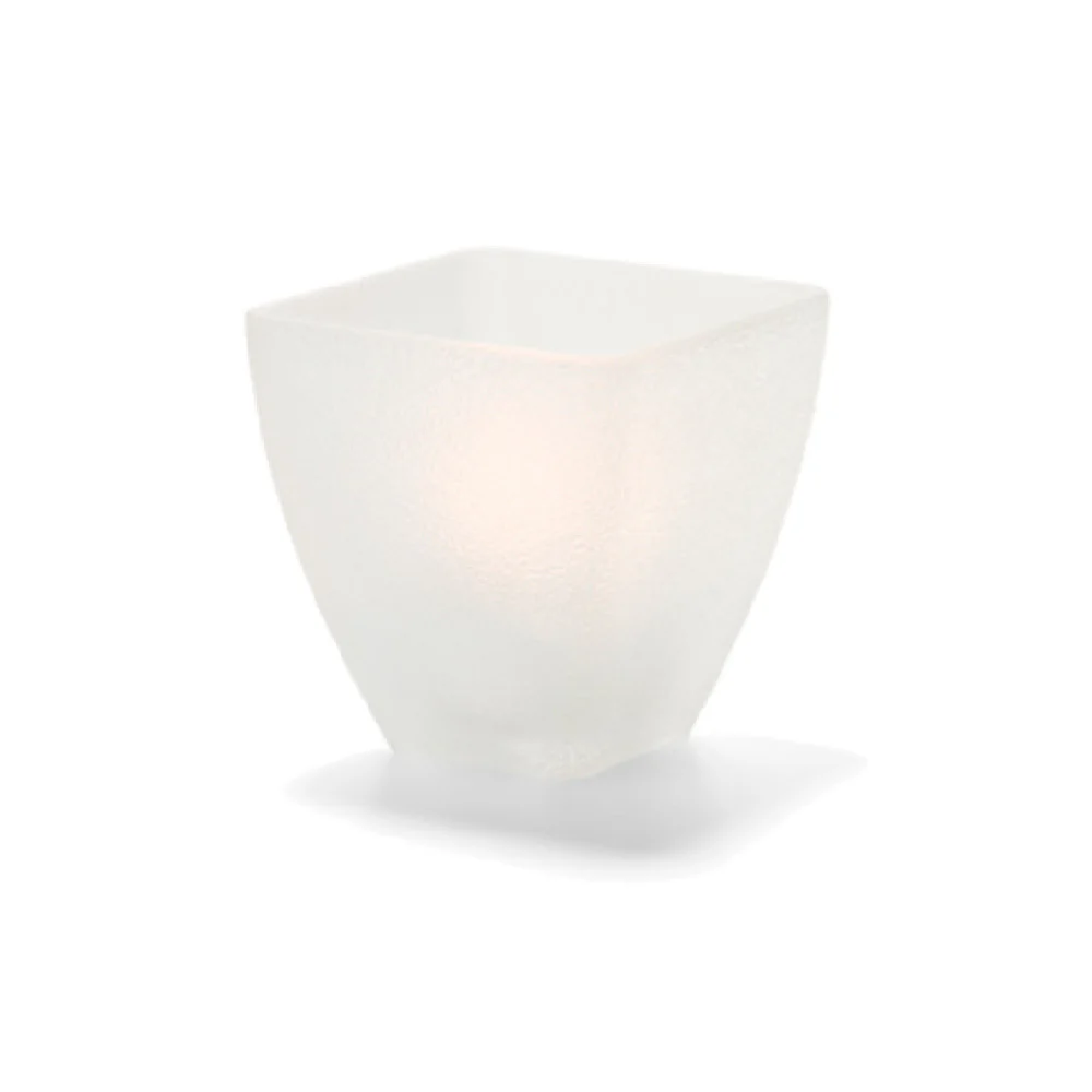 Hollowick 67SCI 3 Inch Square Pyramid Votive Globe Glass with Ice Finish