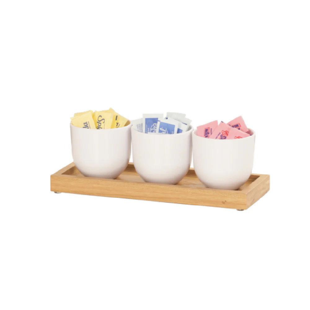 Cal Mil 23204-21 5 Inch Round Condiment Caddy Wood with White Oak Finish