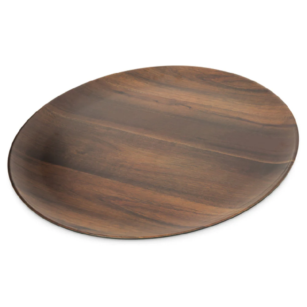 Carlisle EAG0669 18 Inch Round Stain Resistant Platter Melamine with Acacia Grain