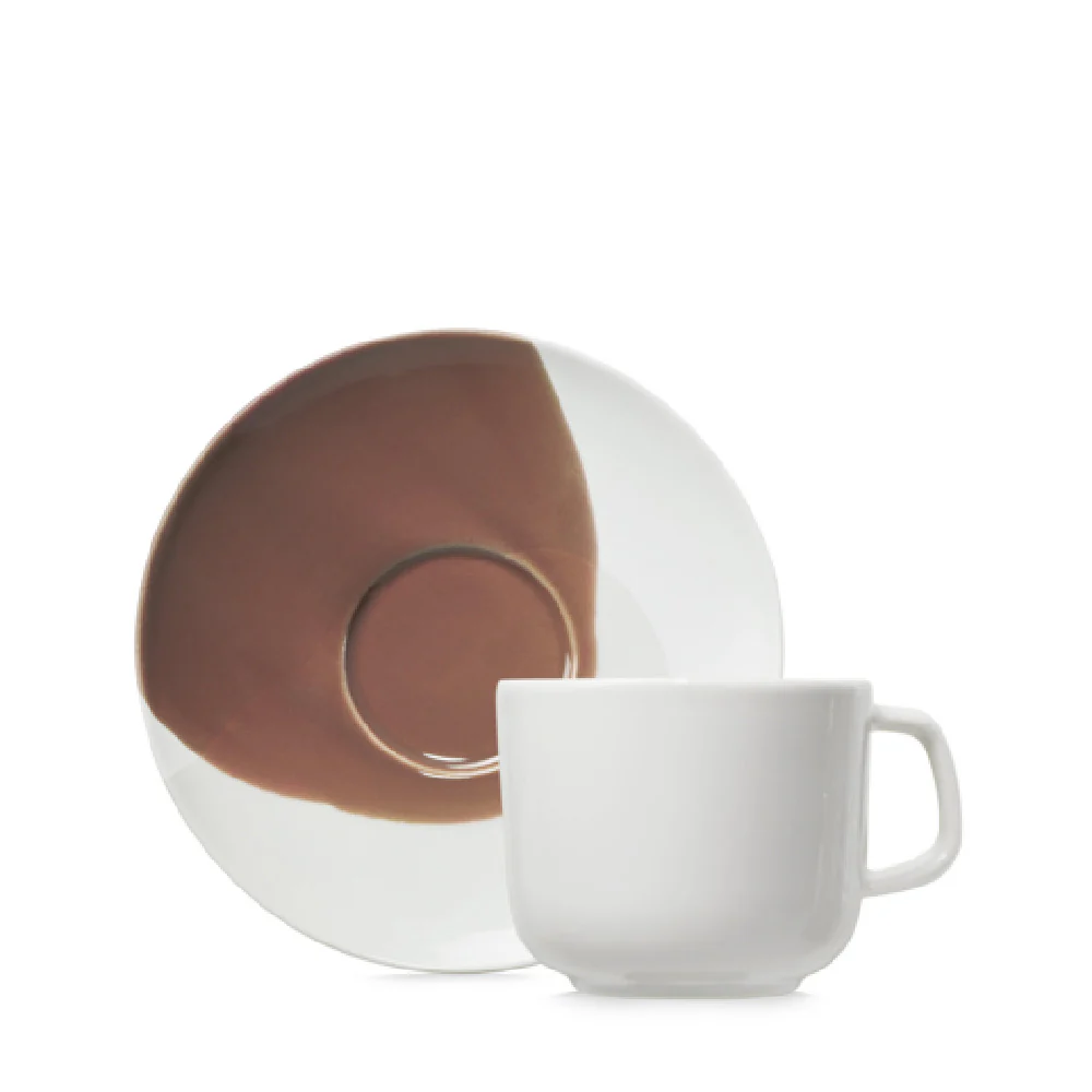 Revol 660879 6.76 Oz. Tea Cup and Saucer Oven Safe Porcelain White Revol 660879 6.76 Oz. Tea Cup and Saucer Oven Safe Porcelain White