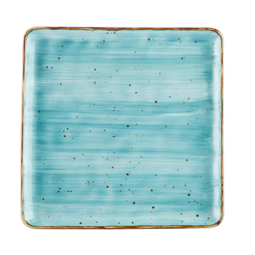 CAC China TUS-SQ16-TQS 10 Inch Square Plate Dishwasher Oven Microwave Safe Turquoise
