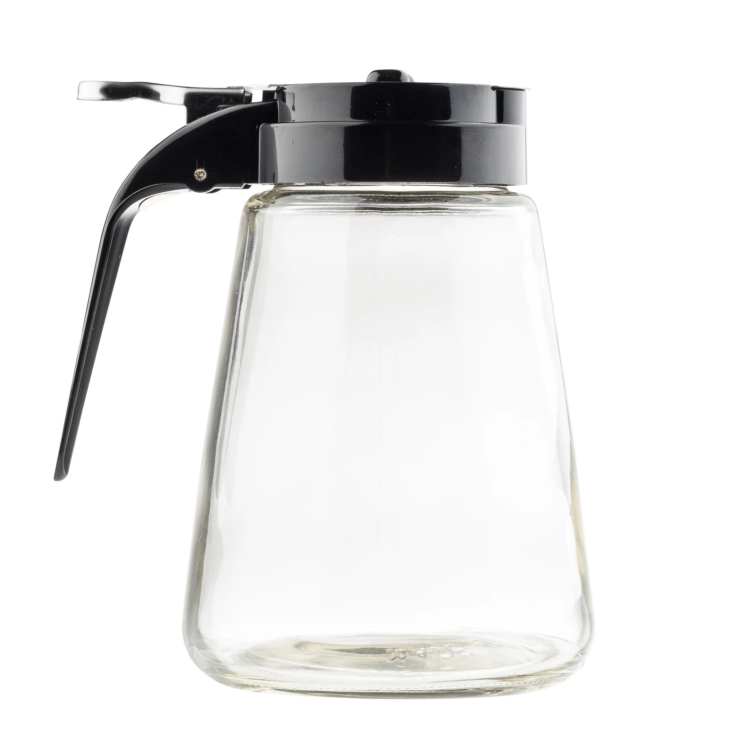 Tablecraft 1371BK 12 Oz Modern Glass Dispenser Dishwasher Safe Black ABS Top