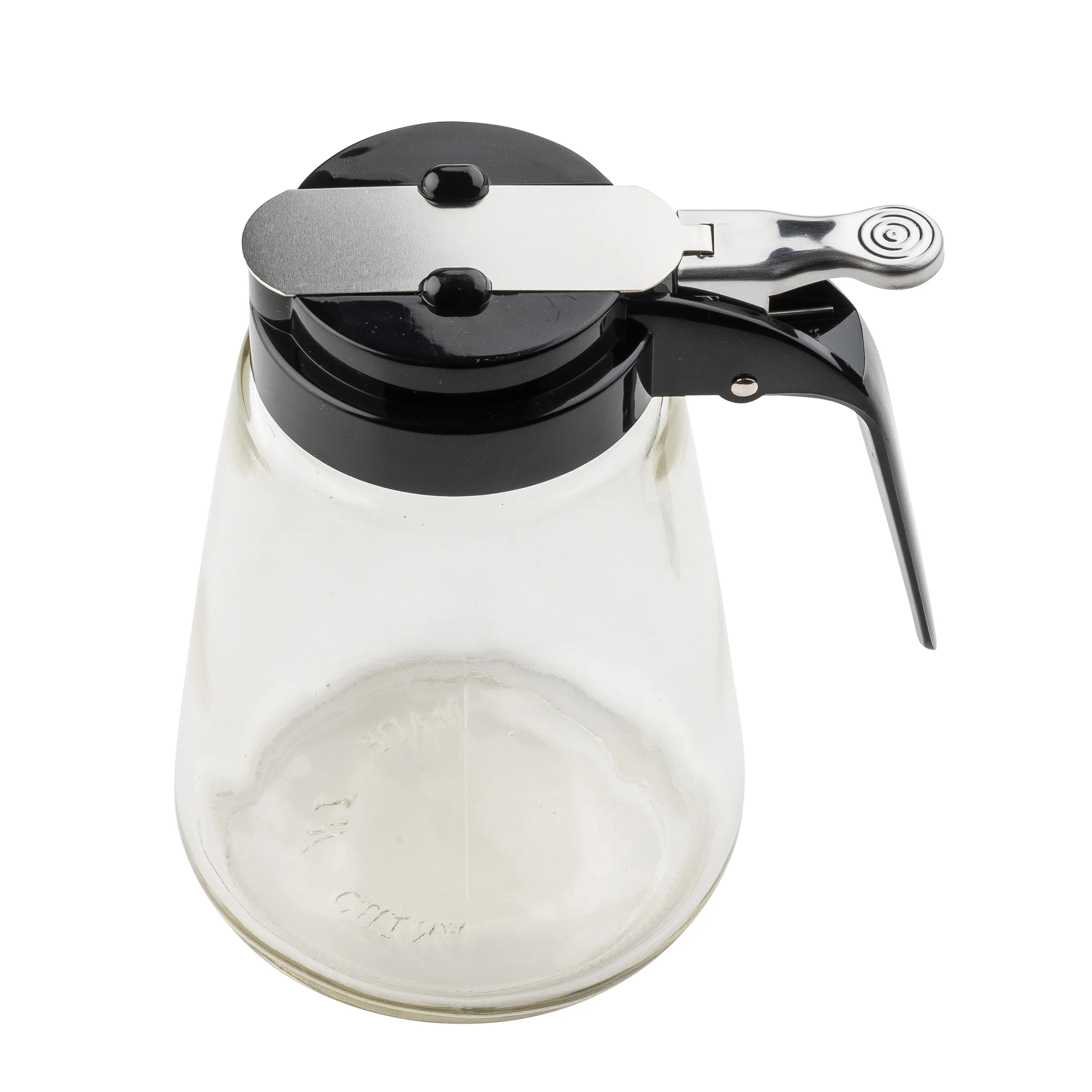 Tablecraft 1371BK 12 Oz Modern Glass Dispenser Dishwasher Safe Black ABS Top Tablecraft 1371BK 12 Oz Modern Glass Dispenser Dishwasher Safe Black ABS Top