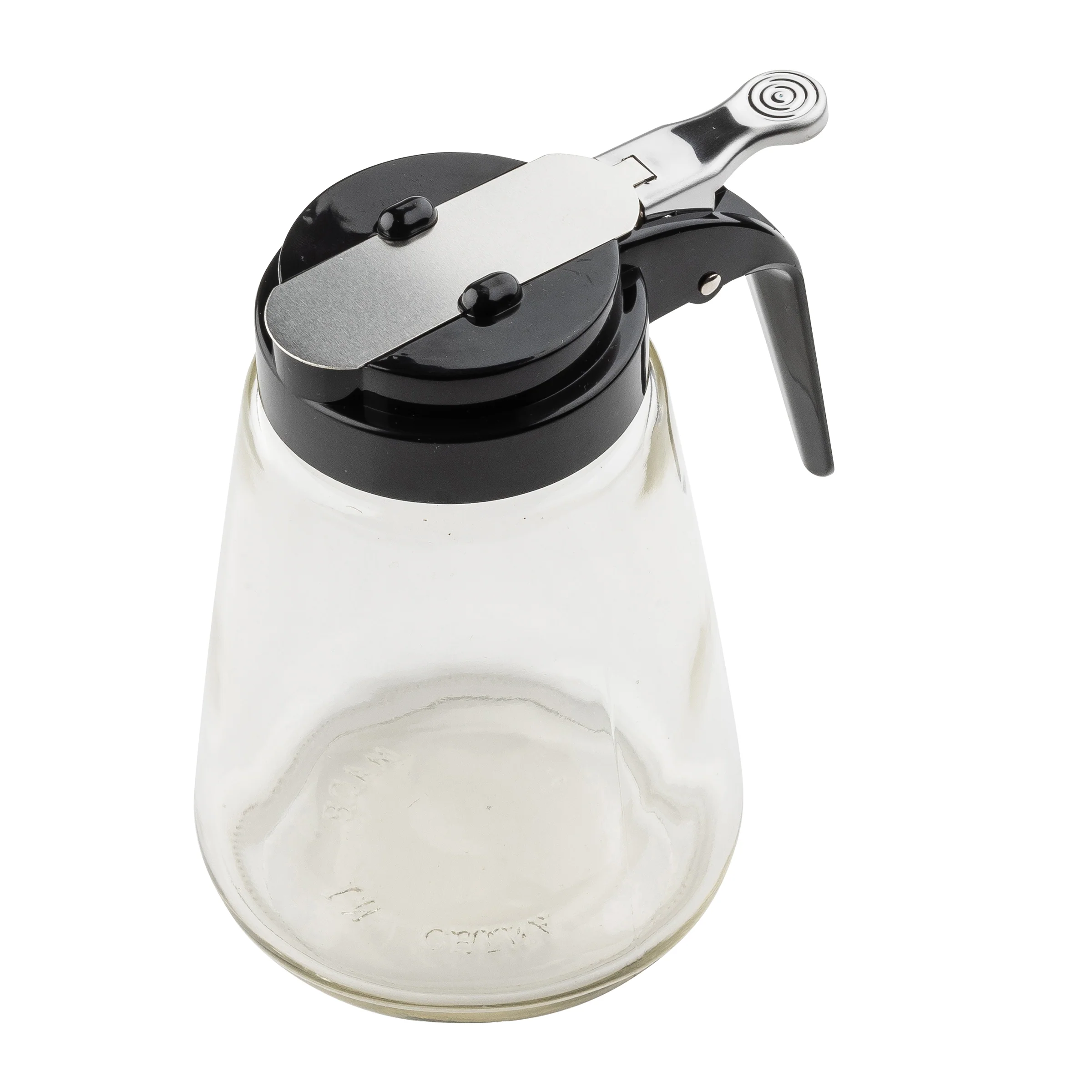Tablecraft 1371BK 12 Oz Modern Glass Dispenser Dishwasher Safe Black ABS Top Tablecraft 1371BK 12 Oz Modern Glass Dispenser Dishwasher Safe Black ABS Top