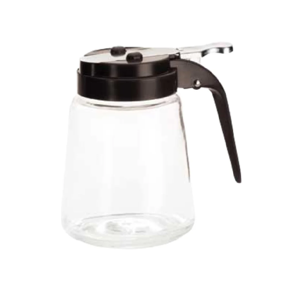Tablecraft 1371BK 12 Oz Modern Glass Dispenser Dishwasher Safe Black ABS Top Tablecraft 1371BK 12 Oz Modern Glass Dispenser Dishwasher Safe Black ABS Top