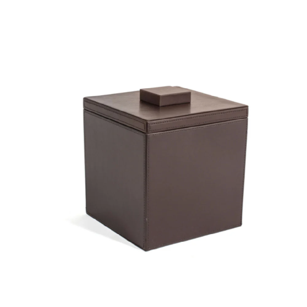 FOH RIB001BRL11 3.5qt Square London Ice Bucket Brown With Brown Lid Includes One RIB001BRL11-BTM 3.5qt Square Ice Bucket Base Brown