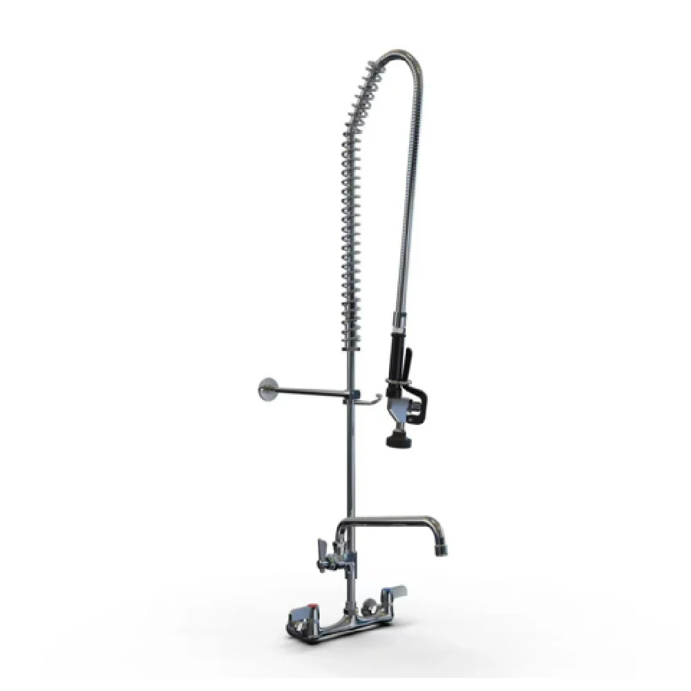 NBR Equipment P3W8S16-PU 8 Inch Wall Mount Faucet with Dual Joint Spout and Riser