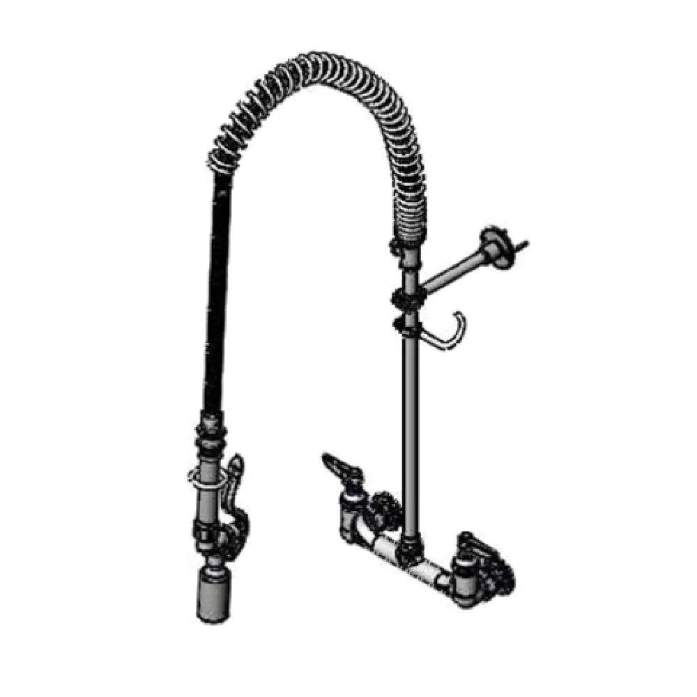 T&S Brass B-0133-BJ-SWV-T 8 Inch Pre-Rinse Faucet Assembly with Swivel Spray Valve