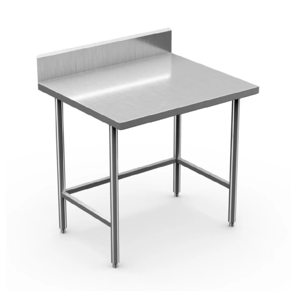 Winholt DTB-2496 96 Inch Stainless Steel Work Table Open Base with Backsplash