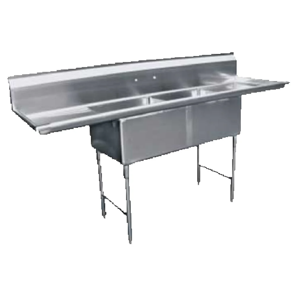 GSW USA SE18182D24 Sink 84-1/4 Inch Two Compartment Stainless Steel with Drainboards