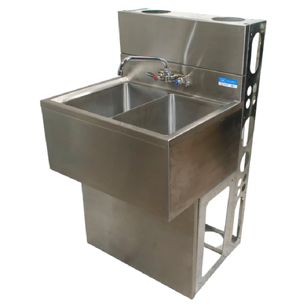 BK Resources UBDW-18-248TS 48 Inch Lead-Free Stainless Steel Underbar Sink with Drainboards