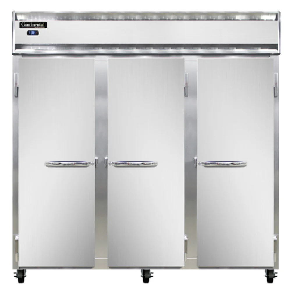 Continental Refrigerator 3RNSS 78 Inch Stainless Steel Electric Refrigerator Reach-in with Cylinder Locks