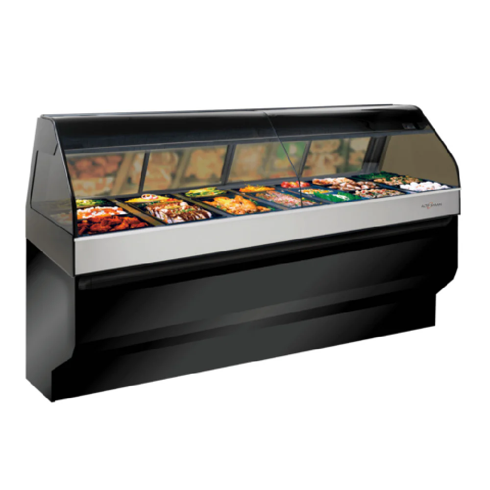 Alto Shaam ED3SYS-96 96 Inch Heated Display Case Full Service 7 Pan Sections All Black