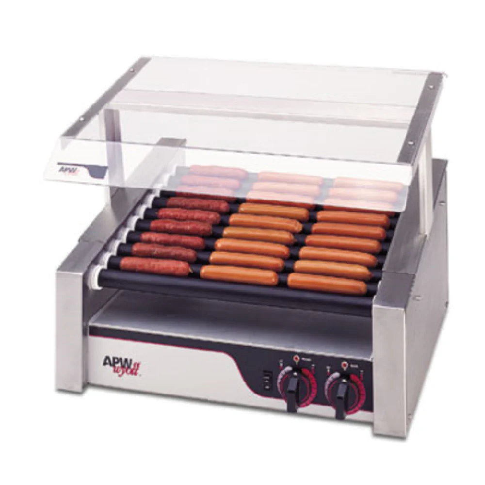 APW Wyott HRS-31_230/60/1 24 Inch Hot Dog Grill with 11 Tru-Turn Rollers APW Wyott HRS-31_230/60/1 24 Inch Hot Dog Grill with 11 Tru-Turn Rollers