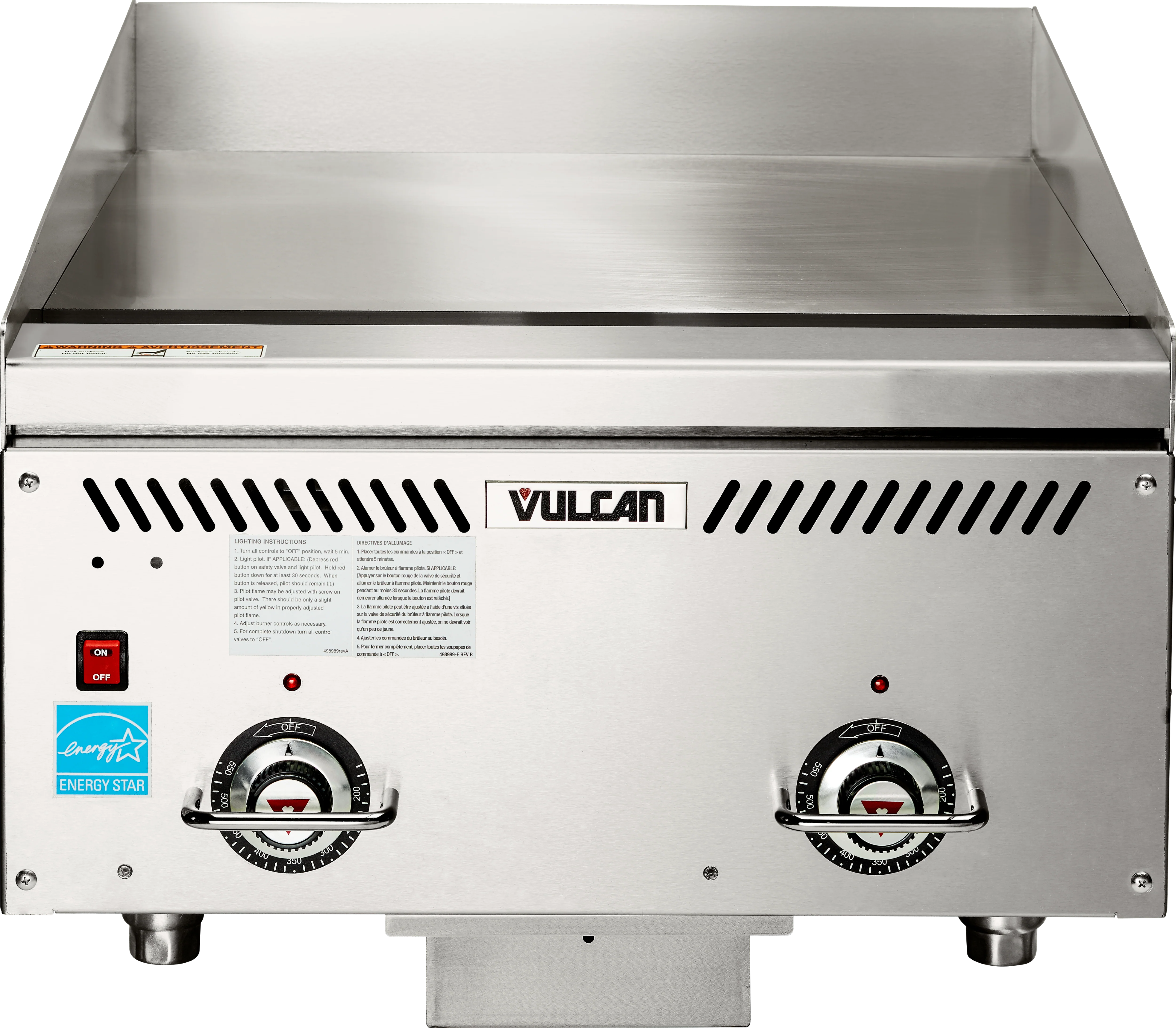 Vulcan VCCG24-AR_NAT 24 Inch Heavy Duty Griddle Gas with 2 Burners 60000 BTU