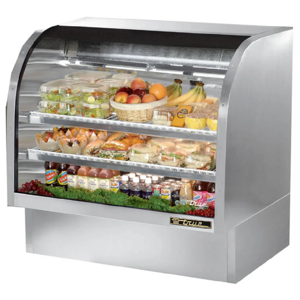 True Refrigeration TCGG-48-S-HC-LD 48-1/4 Inch Curved Glass Deli Case with Stainless Steel Interior and Exterior
