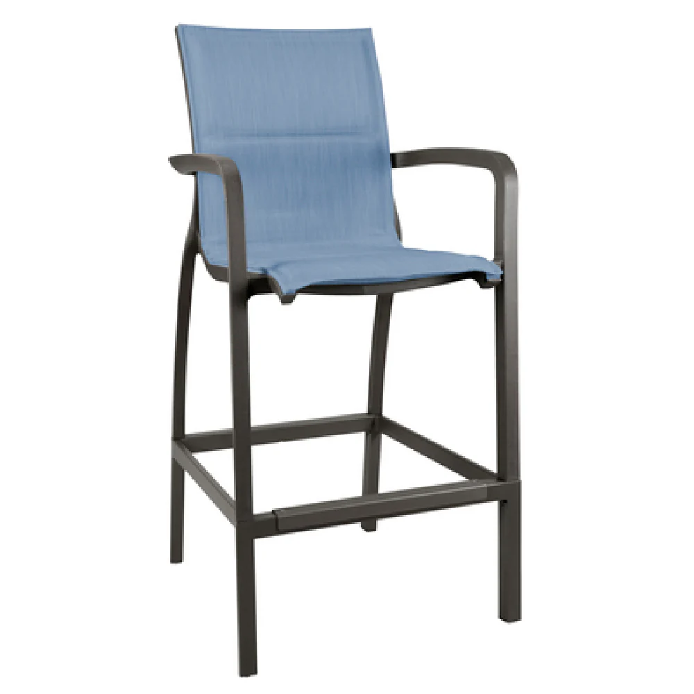 Grosfillex UT016288 25 Inch Bar Stool Outdoor Textilene Fabric Sling with Arms