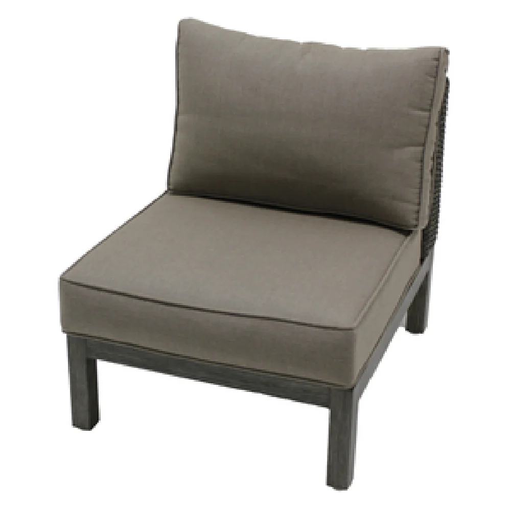 Plantation Prestige Commercial Furniture 8560200-0140432 27 Inch Width Santa Cruz Middle Section with Sunbrella Cushions Greystone Wicker Aluminum Frame