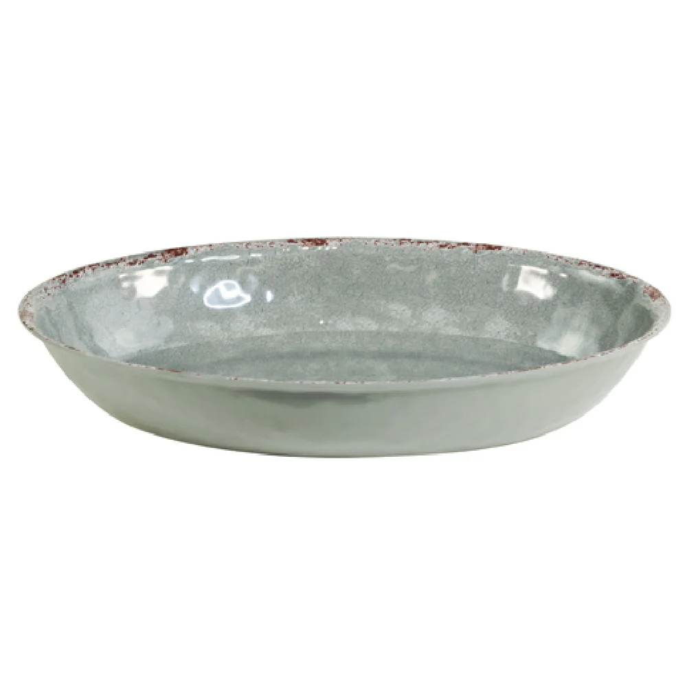 BauscherHepp TGY16312 3-1/4 Qt Oval Bowl Distressed Crackle Glaze Melamine Gray