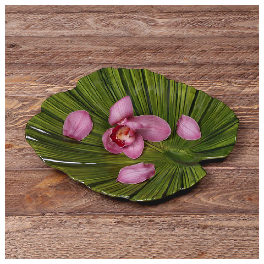 GET Enterprises D1110PL-DG Plate 11 Inch Large Palm Leaf Coupe Melamine Design Green GET Enterprises D1110PL-DG Plate 11 Inch Large Palm Leaf Coupe Melamine Design Green