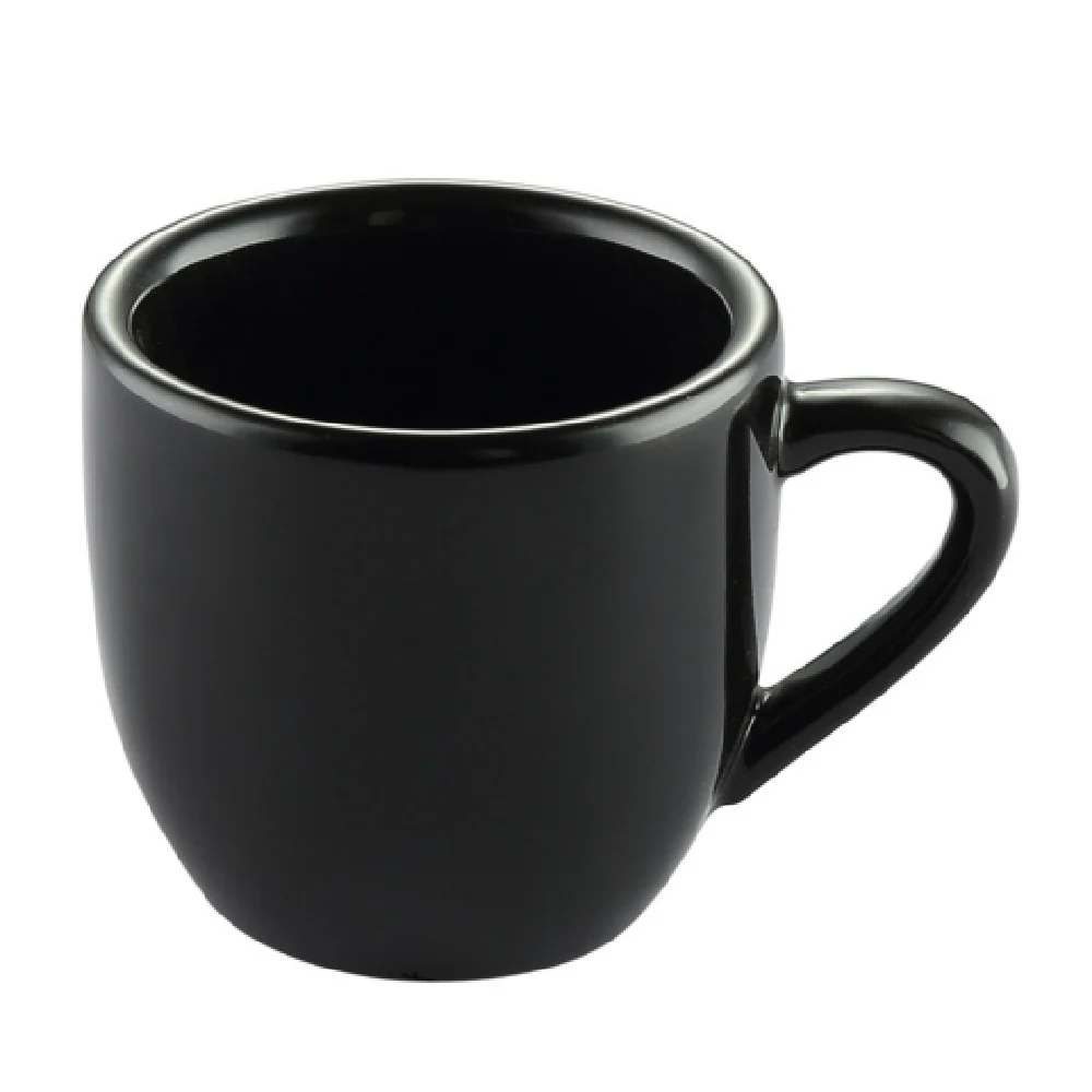 CAC China LV-35-BLK 3-1/2 Oz After Dinner Cup with Handle Black Ceramic