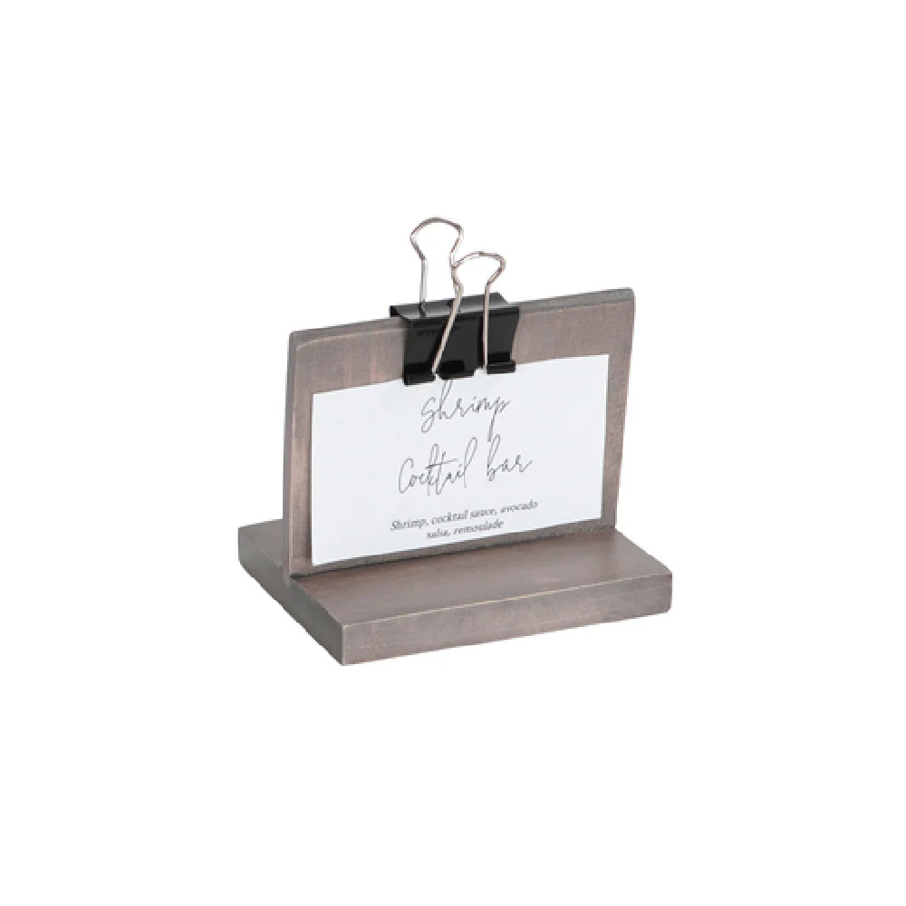 Cal Mil 2036-32-110 4 Inch Wood Sign Holder with Aspen Clip Gray Finish Cal Mil 2036-32-110 4 Inch Wood Sign Holder with Aspen Clip Gray Finish