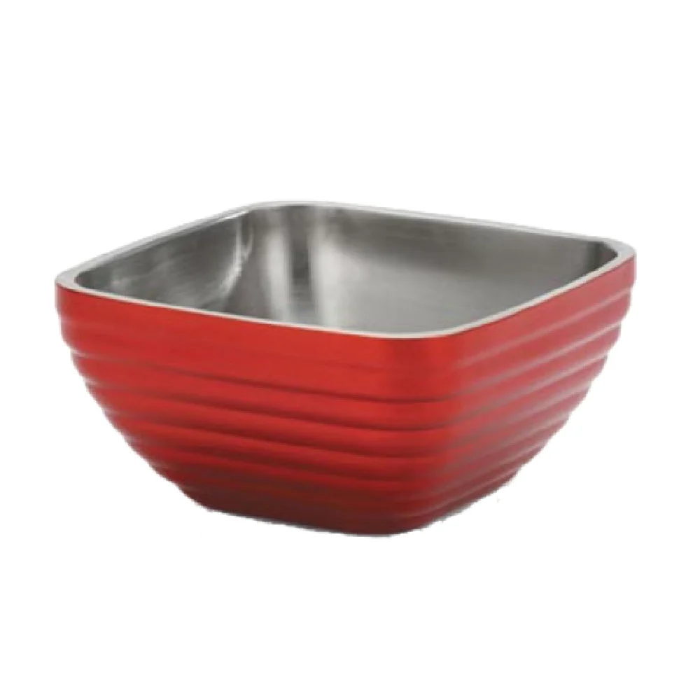 Vollrath 4763515 5.2 Quart Square Serving Bowl Insulated Stainless Steel Metallic Dazzle Red Finish