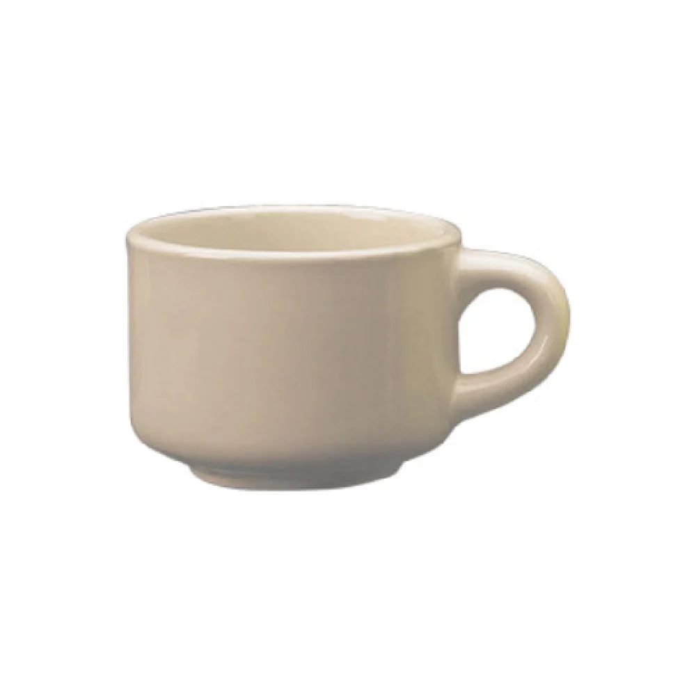 International Tableware RO-23 7 Oz Cup Round Rolled Edge With Handle Ceramic American White