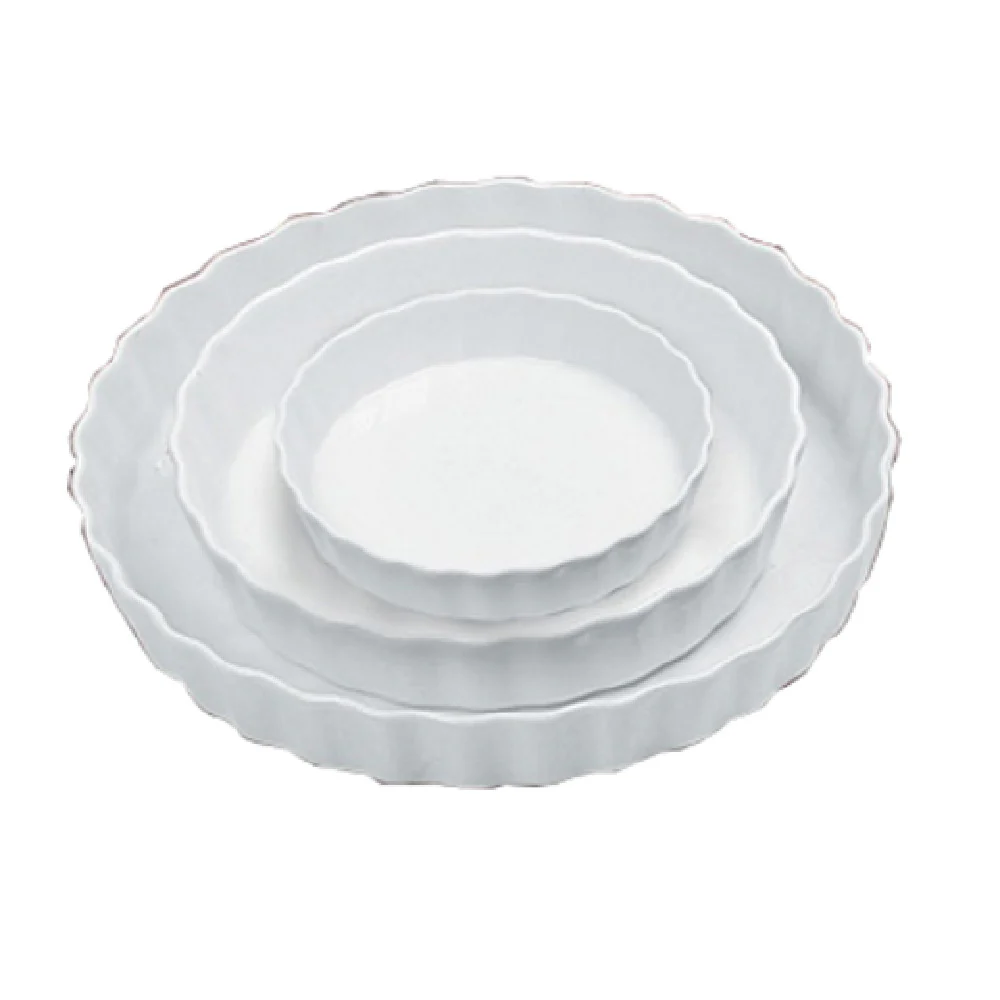 Yanco BK-605 5-1/2 oz Round Fluted Quiche Dish Porcelain White