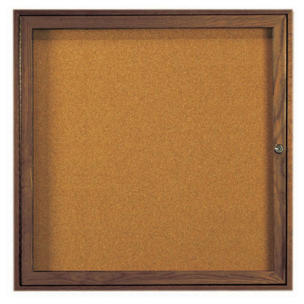 Aarco WBC3636R 36 Inch Red Oak Enclosed Bulletin Board Wood Frame