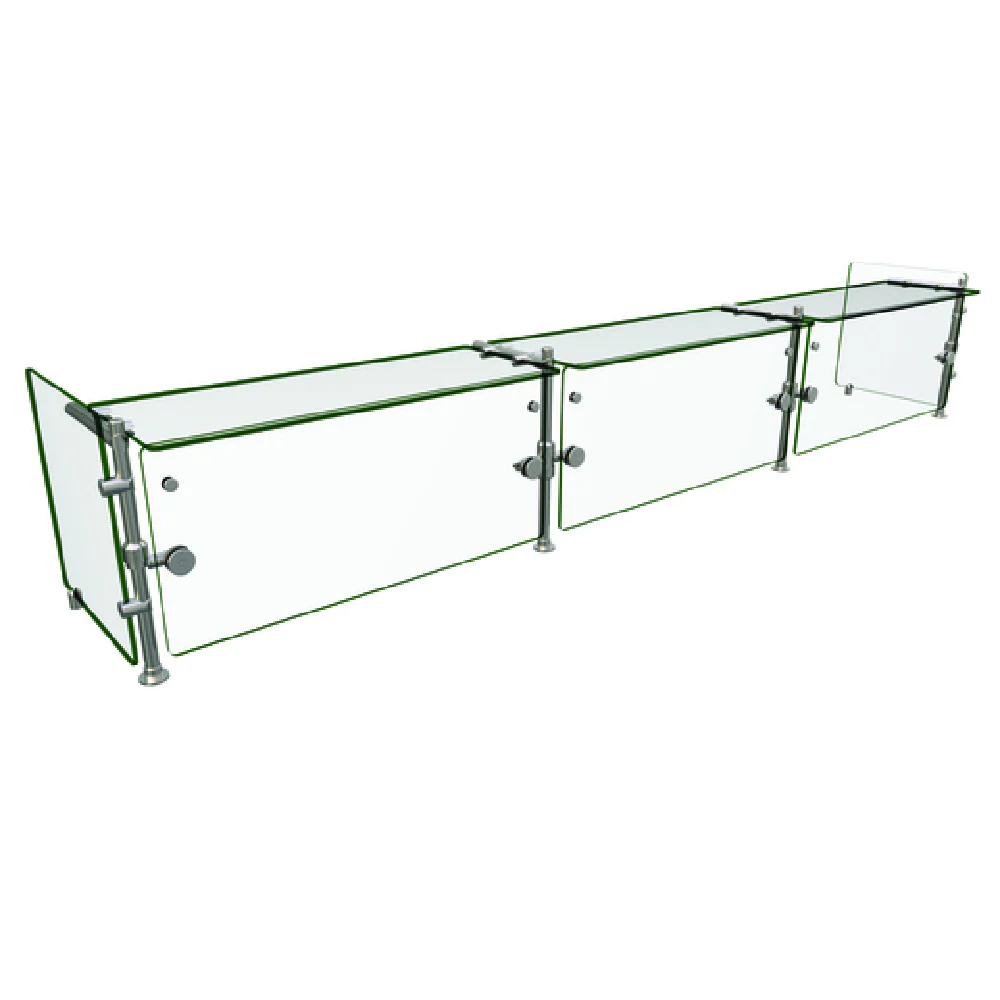 Hatco ORBIT900-10824 108 Inch Sneeze Guard with 3 Bays and Glass Top Shelf Hatco ORBIT900-10824 108 Inch Sneeze Guard with 3 Bays and Glass Top Shelf
