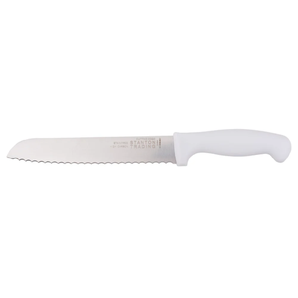 Stanton Trading KNV-SLCSER8-WH 8 Inch High-Carbon Steel Knife White Handle Serrated Edge Knife Stanton Trading KNV-SLCSER8-WH 8 Inch High-Carbon Steel Knife White Handle Serrated Edge Knife