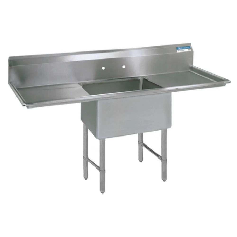 BK Resources BKS-1-1824-14-24TS 66 Inch Sink with Left and Right Drainboards 18 Gauge Stainless Steel