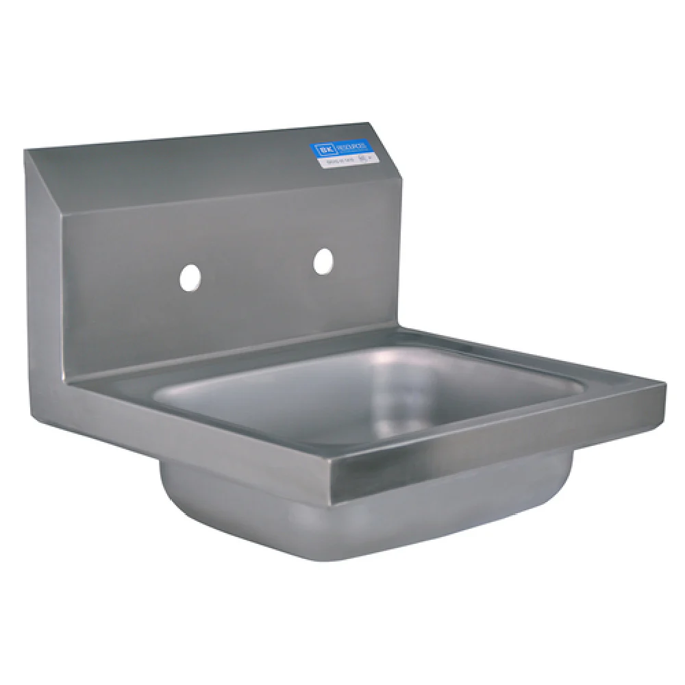 BK Resources BKHS-W-1410-8 14 Inch Hand Sink Wall Mounted Stainless Steel with Marine Edge