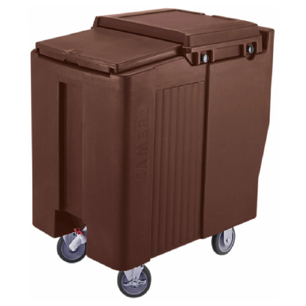 Cambro ICS175T131 23 Inch Tall Ice Caddy Mobile with Sliding Lid Brown Plastic